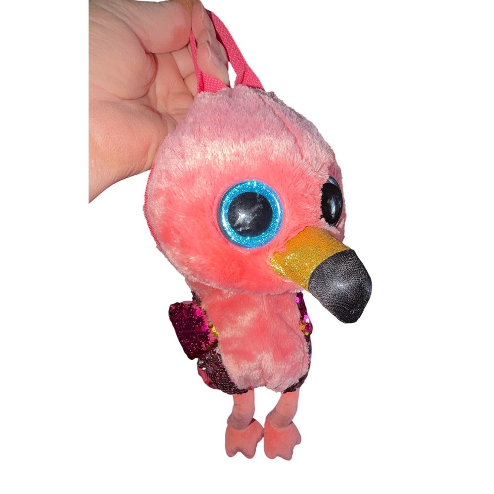 Ty‎ Gilda Flamingo Backpack Kids Small Pink Excellent Sequin Plush Bag